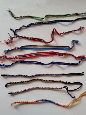10 Handmade Colorful Woven Friendship Bracelets - Assorted Colors